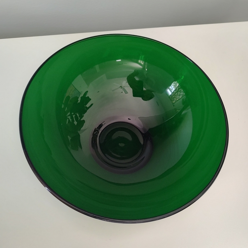 Vintage Anchor Hocking Forest Green Punch / Salad Bowl 10" - Picture 4 of 7